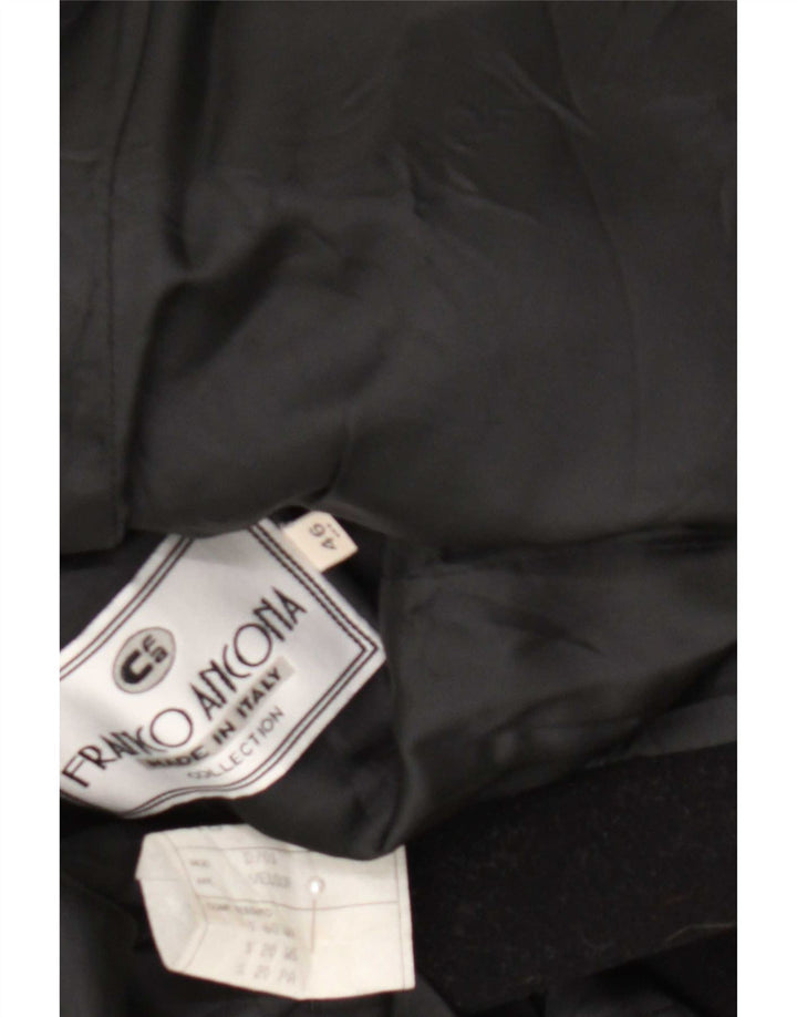 Franco Ancona Womens Overcoat IT 46 Large Black Virgin Wool