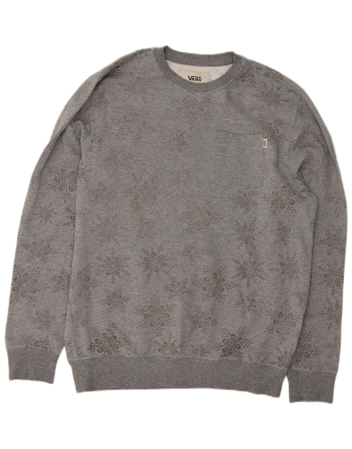 Vans Mens Sweatshirt Jumper Medium Grey Floral Cotton