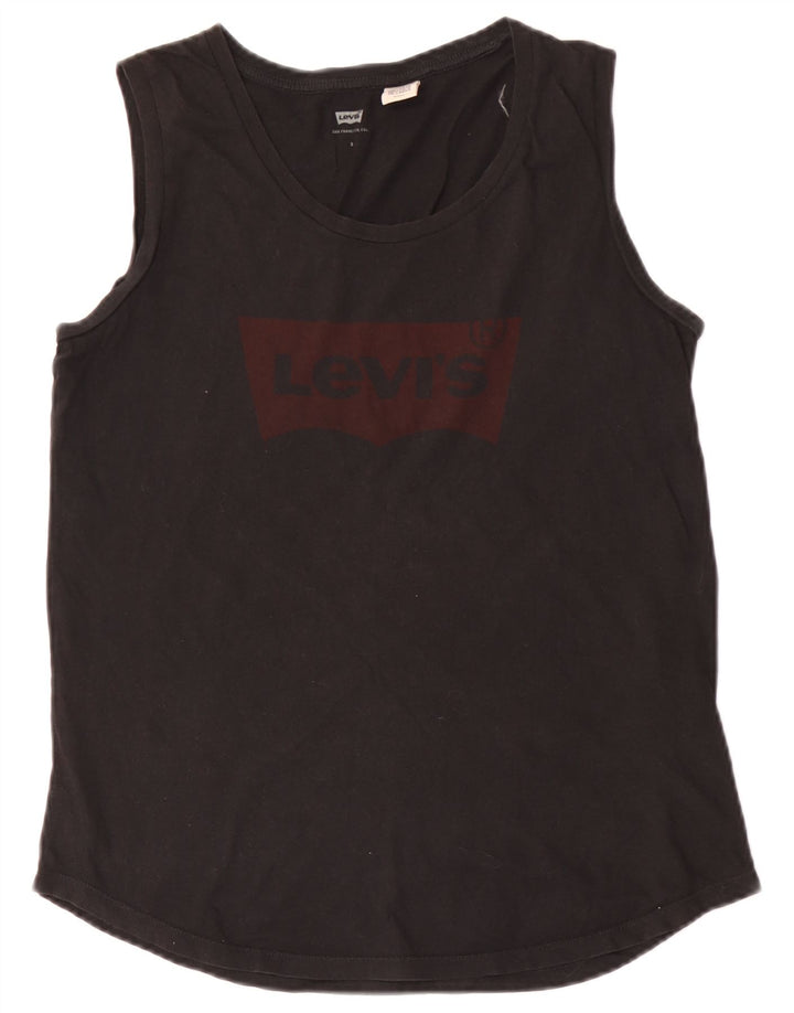 Levi's Womens Graphic Vest Top UK 10 Small Black Cotton