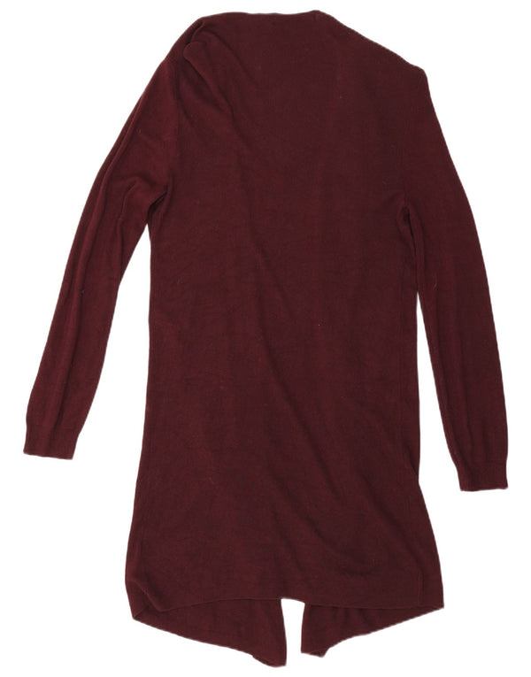 Marks & Spencer Womens Longline Open Cardigan Sweater UK 10 Small Burgundy