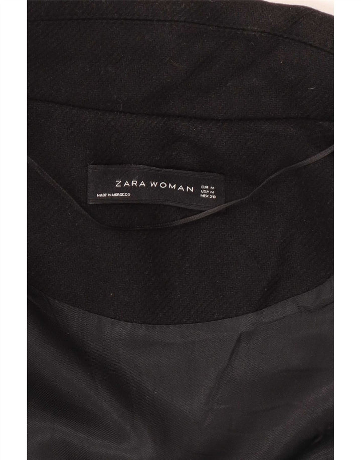 Zara Womens Oversized Overcoat UK 14 Medium Black Wool