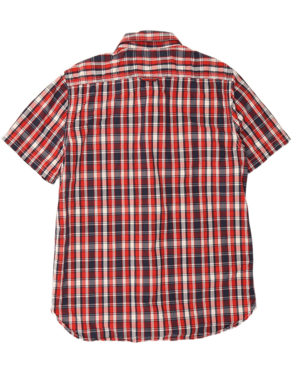 SUPERDRY Mens Short Sleeve Shirt 2XL Burgundy Check Cotton