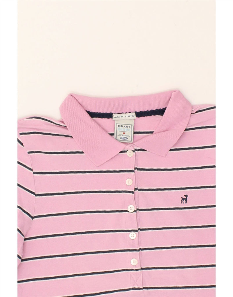 OLD NAVY Girls Long Sleeve Polo Shirt 4-5 Years Medium Pink Striped Cotton | Vintage Old Navy | Thrift | Second-Hand Old Navy | Used Clothing | Messina Hembry 