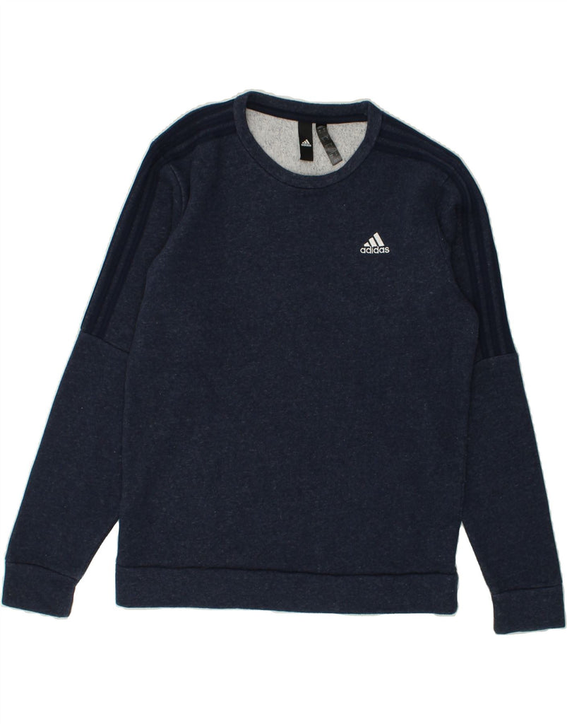 ADIDAS Mens Sweatshirt Jumper Small Navy Blue Flecked Cotton | Vintage Adidas | Thrift | Second-Hand Adidas | Used Clothing | Messina Hembry 