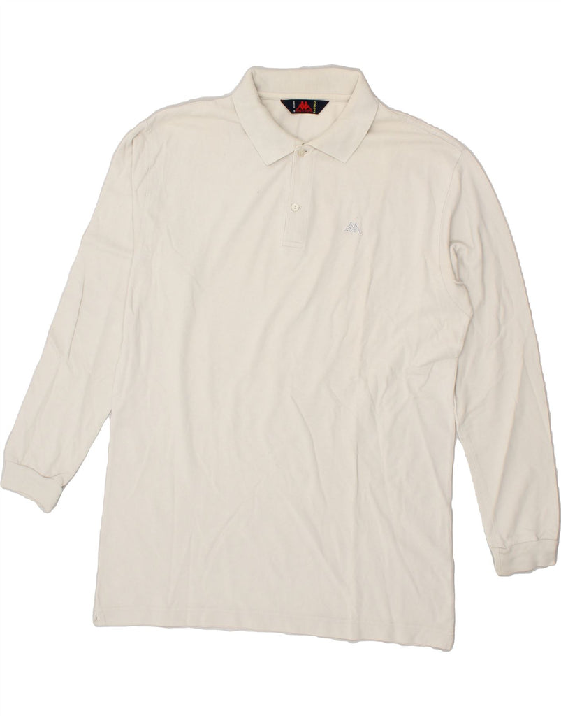 KAPPA Mens Long Sleeve Polo Shirt 2XL White Cotton Vintage Kappa and Second-Hand Kappa from Messina Hembry 