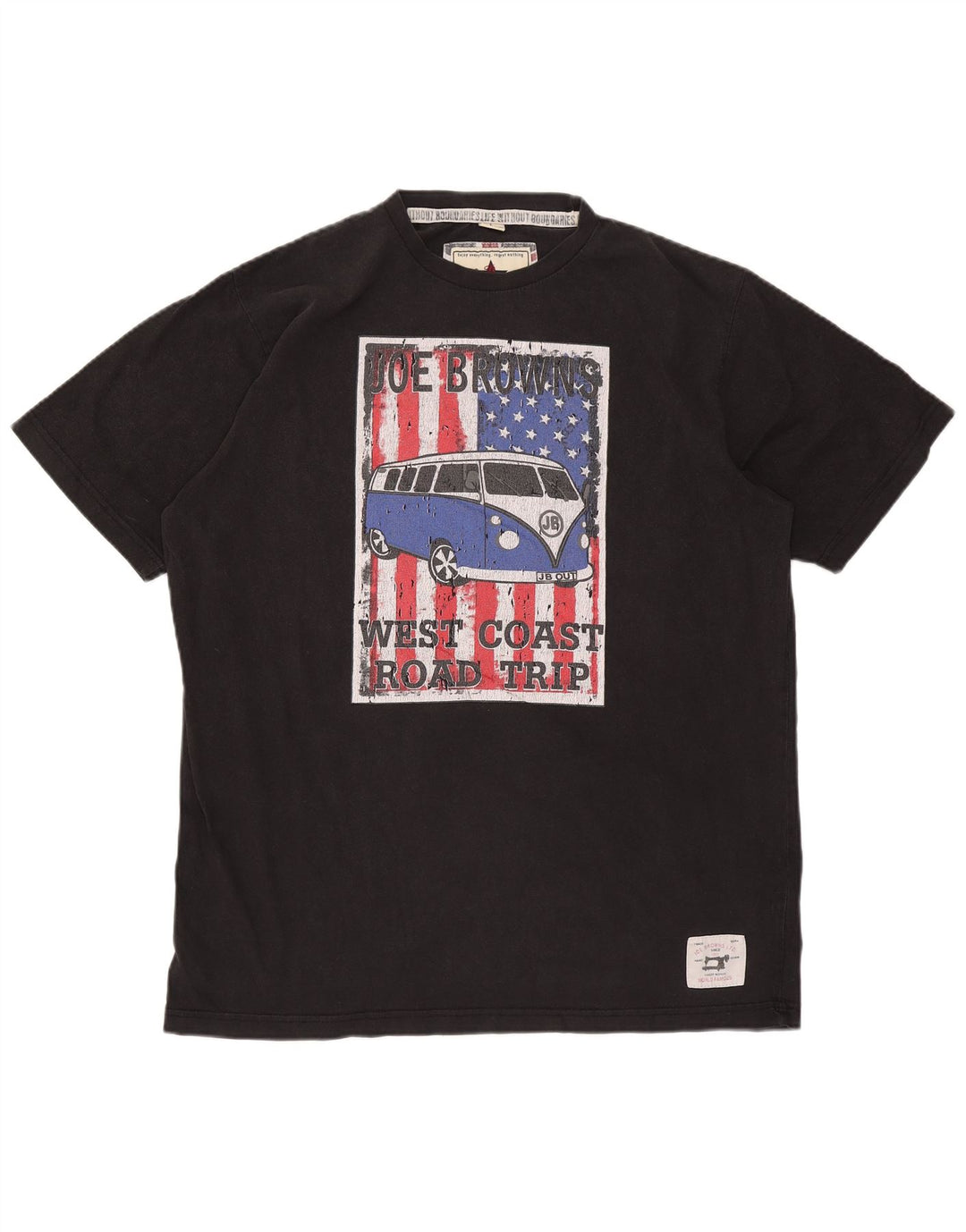 Joe Browns Mens Graphic T-Shirt Top Large Black Cotton