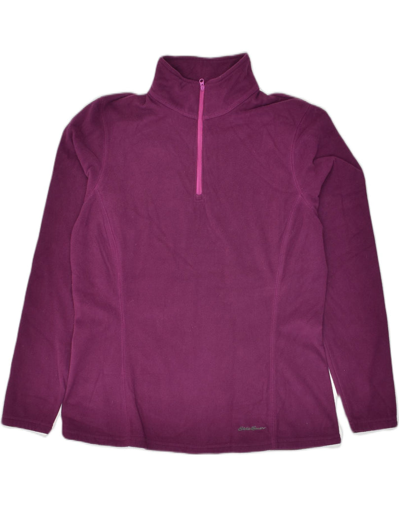 EDDIE BAUER Womens Zip Neck Fleece Jumper UK 14 Medium Purple Polyester | Vintage Eddie Bauer | Thrift | Second-Hand Eddie Bauer | Used Clothing | Messina Hembry 