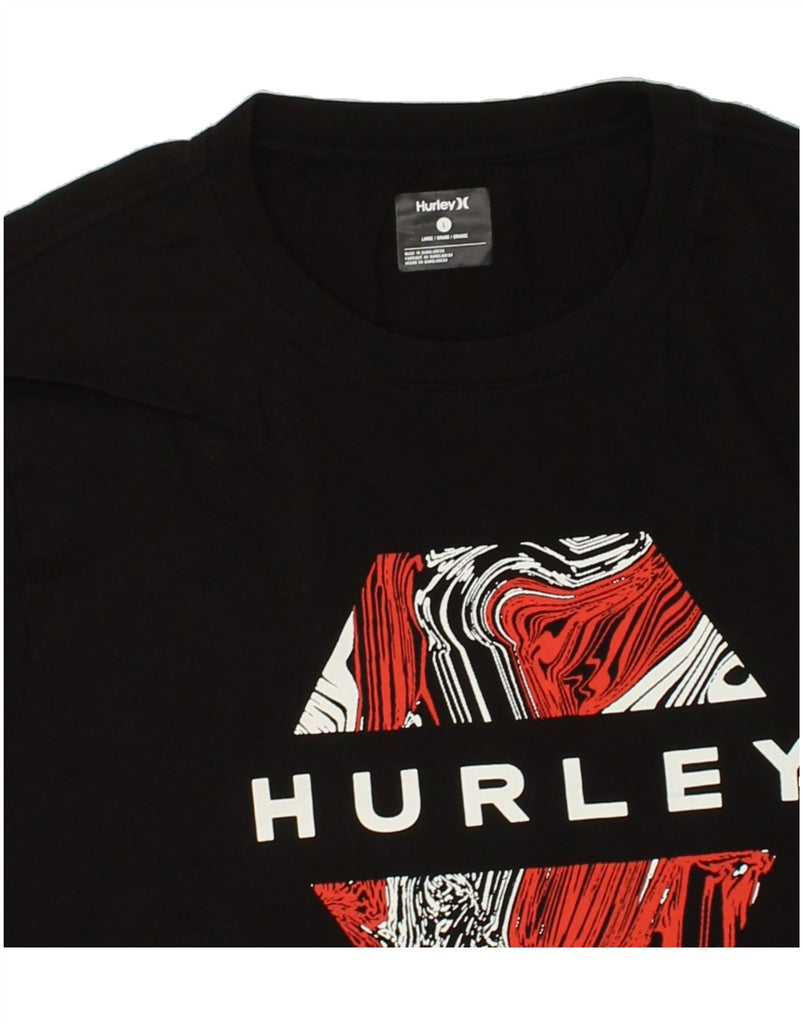 HURLEY Mens Graphic T-Shirt Top Large Black Cotton | Vintage Hurley | Thrift | Second-Hand Hurley | Used Clothing | Messina Hembry 