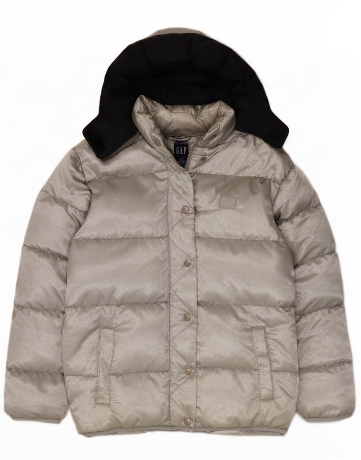Gap Womens Hooded Oversized Padded Jacket UK 16 Large Silver Polyester