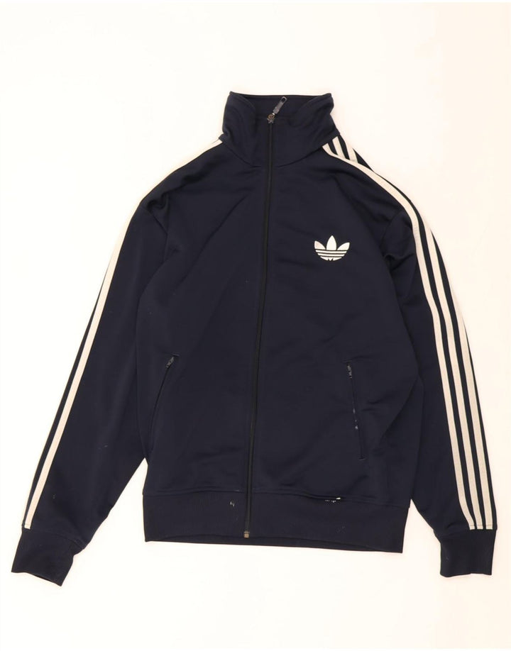ADIDAS Mens Tracksuit Top Jacket Medium Navy Blue Polyester