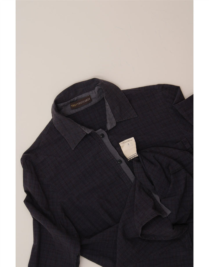TRUSSARDI Womens Shirt UK 14 Large Purple Check Cotton Vintage Trussardi and Second-Hand Trussardi from Messina Hembry 