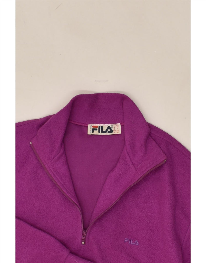 FILA Womens Zip Neck Fleece Jumper UK 14 Medium Purple Polyester | Vintage Fila | Thrift | Second-Hand Fila | Used Clothing | Messina Hembry 