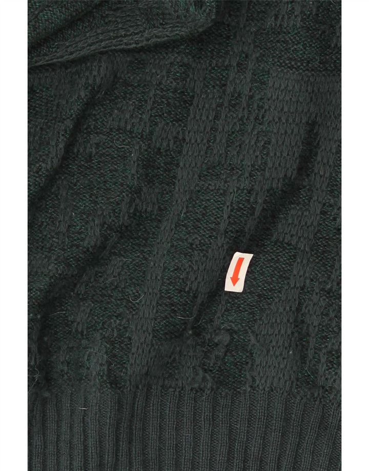Maselli Mens Regular Fit Crew Neck Jumper Sweater Large Green Geometric