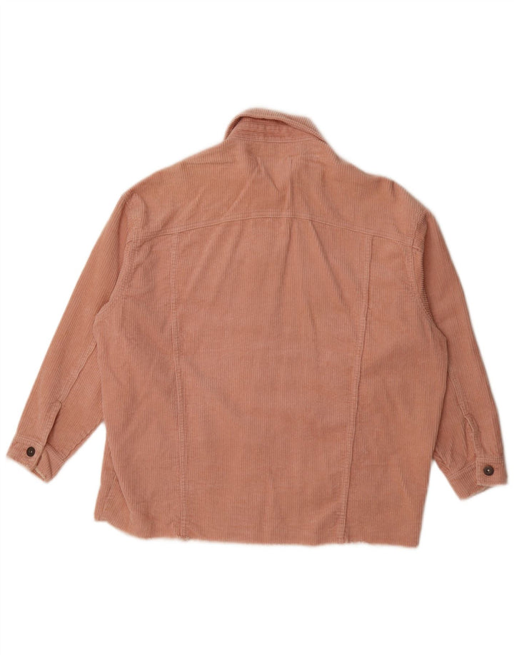 Zara Womens Oversized Corduroy Jacket UK 10 Small Pink Cotton