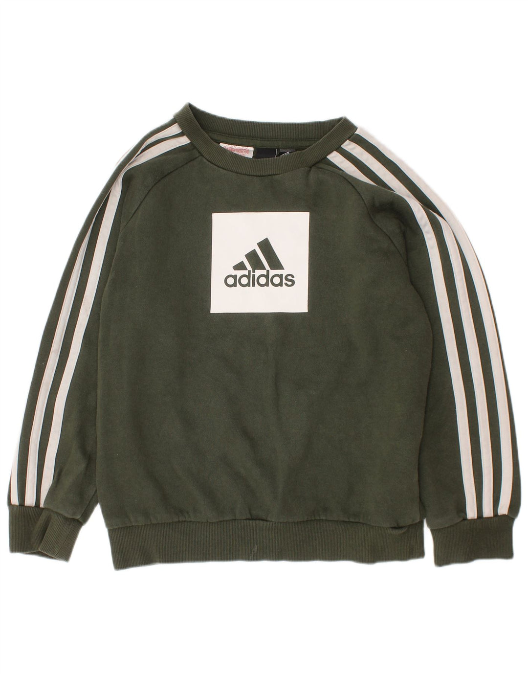 ADIDAS Boys Graphic Sweatshirt Jumper 6-7 Years Khaki Cotton