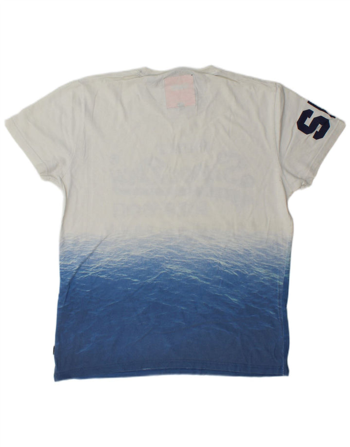 Superdry Mens Graphic T-Shirt Top Large White Colourblock Cotton