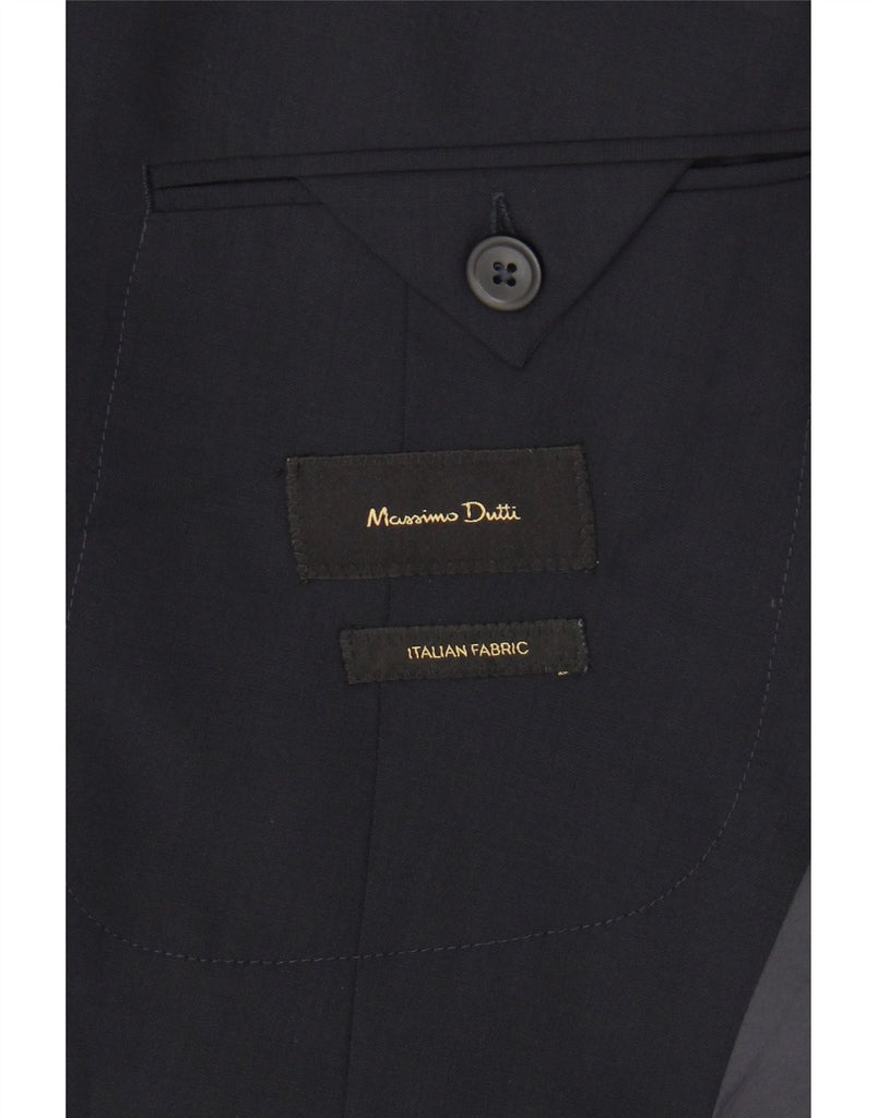 MASSIMO DUTTI Mens 2 Button Blazer Jacket EU 48 Medium Navy Blue Polyester Vintage Massimo Dutti and Second-Hand Massimo Dutti from Messina Hembry 