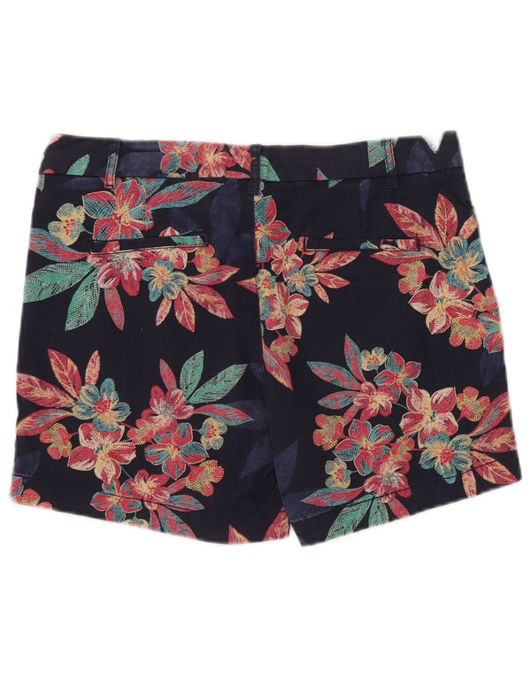 Fat Face Womens Chino Shorts UK 12 Medium W32 Navy Blue Floral Cotton