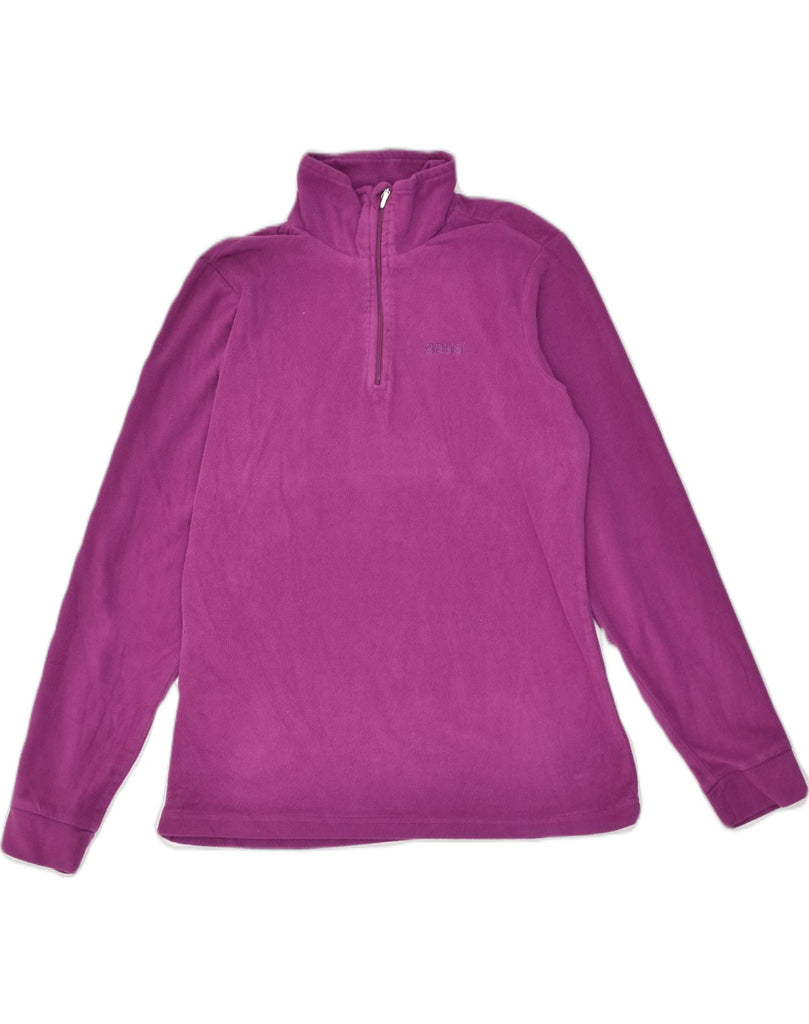 BRUGI Womens Zip Neck Fleece Jumper UK 14 Medium Purple Polyester | Vintage Brugi | Thrift | Second-Hand Brugi | Used Clothing | Messina Hembry 