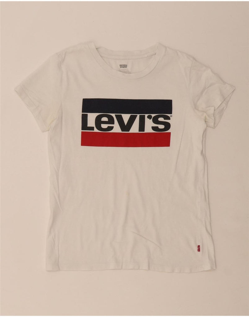 LEVI'S Womens Graphic T-Shirt Top UK 6 XS White Vintage Levi's and Second-Hand Levi's from Messina Hembry 