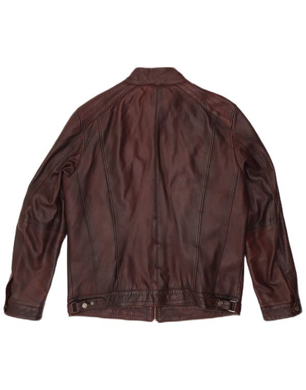 Derimod Expo Womens Biker Jacket UK 14 Large Burgundy Leather