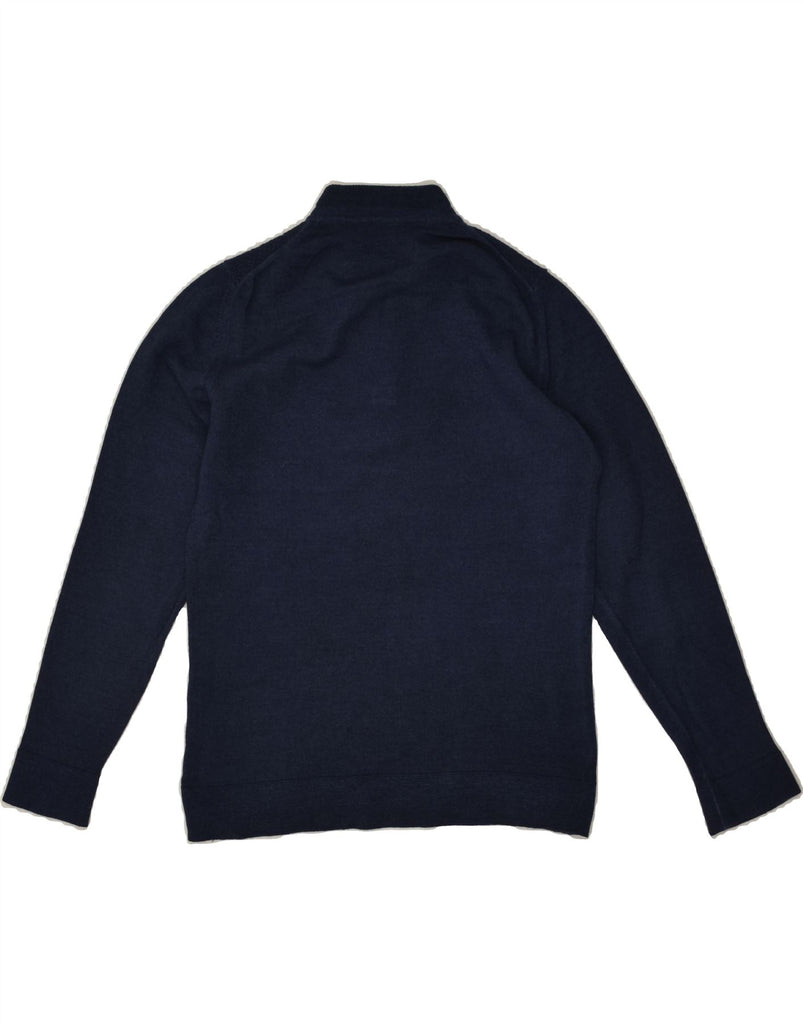 MASSIMO DUTTI Mens Button Neck Jumper Sweater Medium Navy Blue Merino Wool | Vintage Massimo Dutti | Thrift | Second-Hand Massimo Dutti | Used Clothing | Messina Hembry 