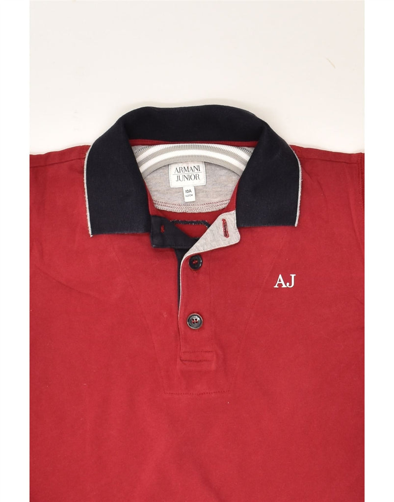 ARMANI JUNIOR Boys Graphic Long Sleeve Polo Shirt 9-10 Years Red | Vintage Armani Junior | Thrift | Second-Hand Armani Junior | Used Clothing | Messina Hembry 