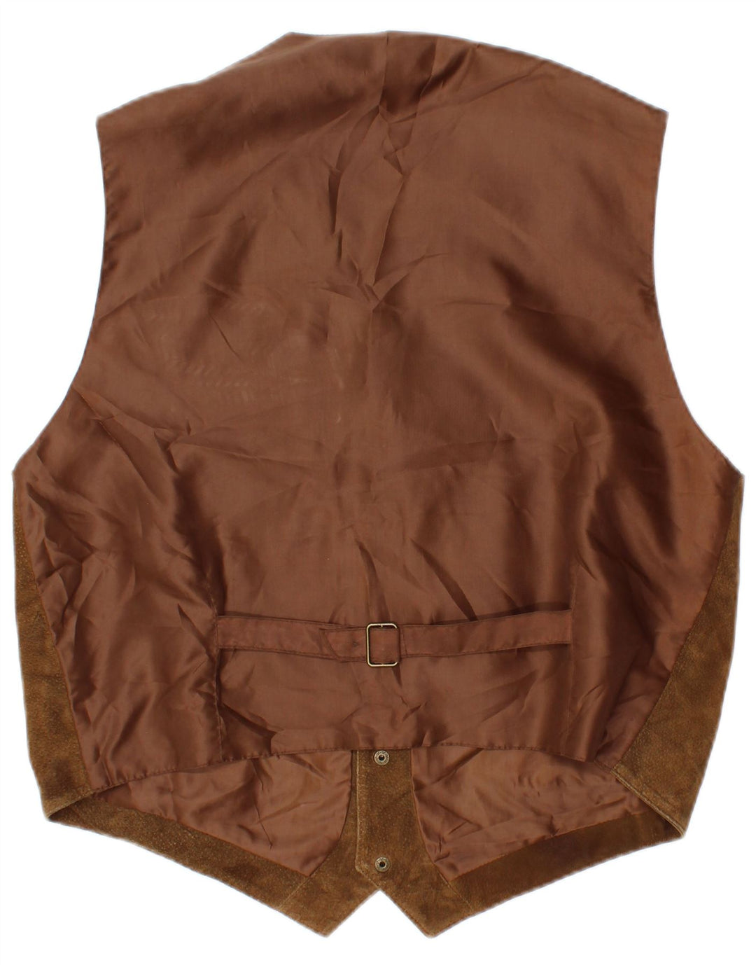 VINTAGE Mens Suede Waistcoat IT 50 Medium Brown Leather