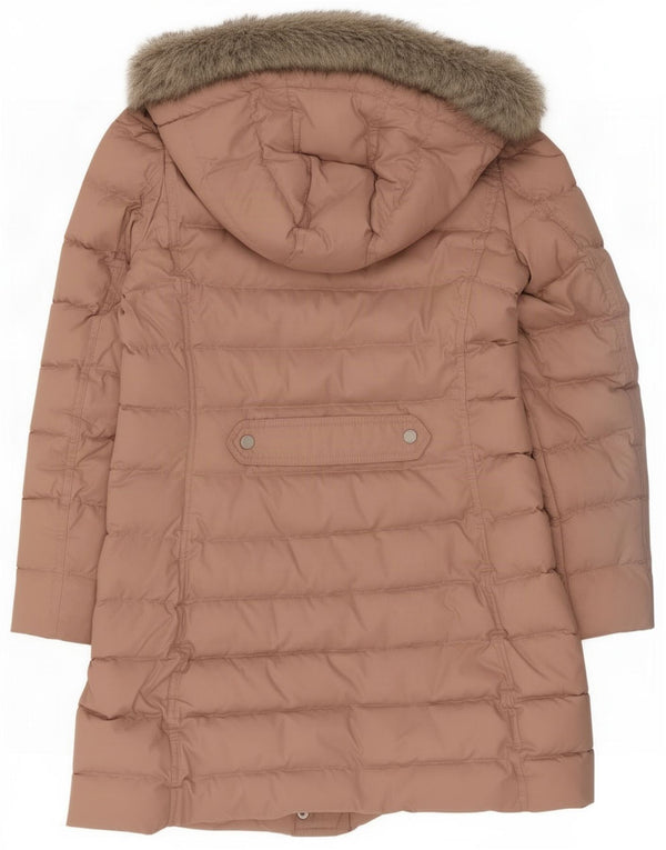 Tommy Hilfiger Womens Hooded Padded Coat UK 14 Large Pink Polyester