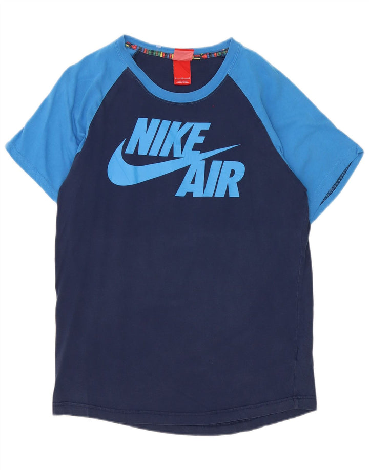 Nike Mens Graphic T-Shirt Top Medium Navy Blue Colourblock Cotton