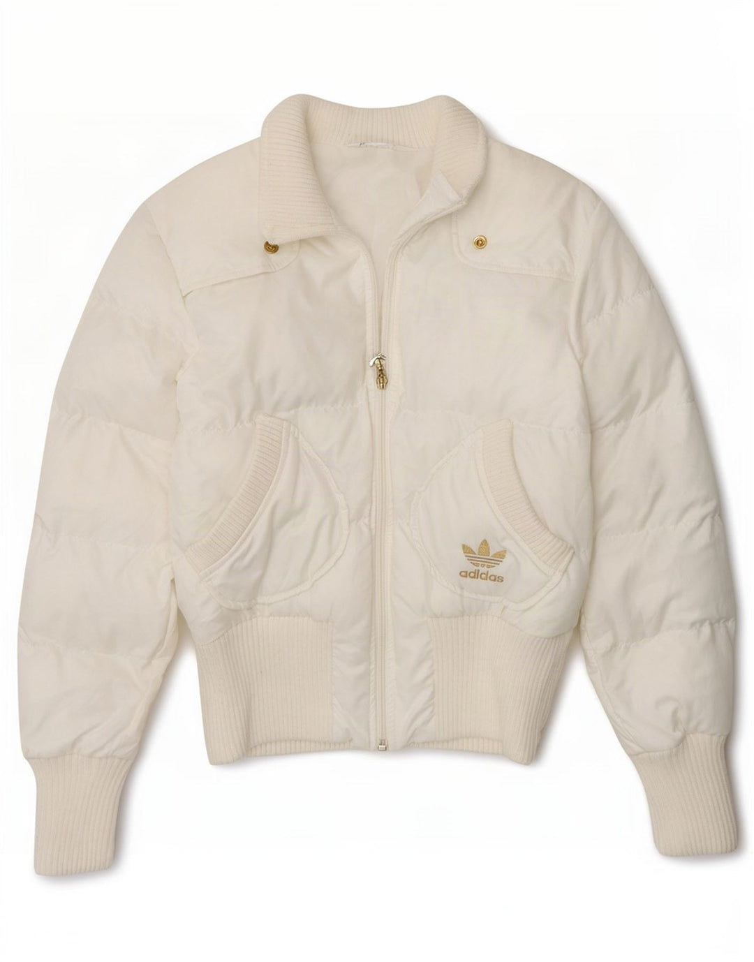 Adidas Womens Graphic Padded Jacket UK 10 Small White Polyester