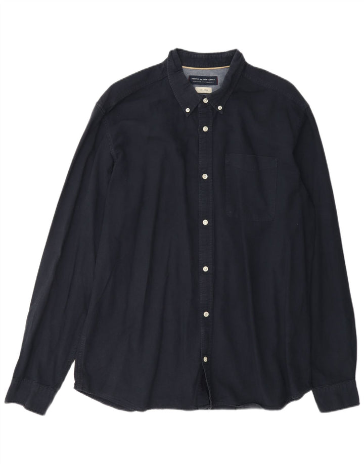 Jack & Jones Mens Shirt 2XL Navy Blue Cotton