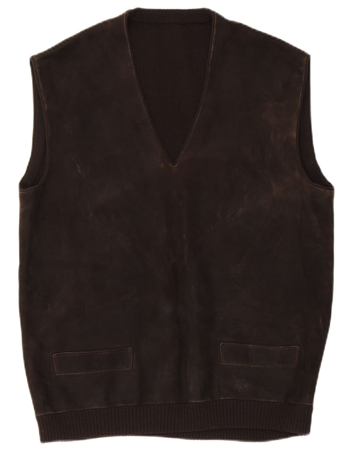 Vintage Mens Suede Vest Tank Top IT 48 Small Brown