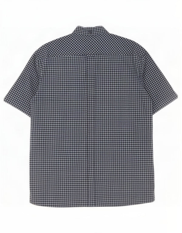 Ben Sherman Mens Short Sleeve Shirt Large Navy Blue Gingham Cotton