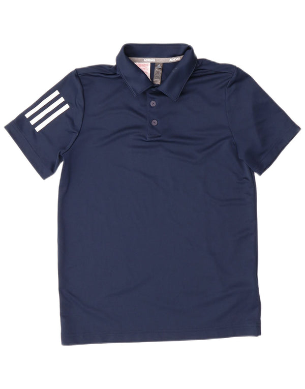 ADIDAS Boys Polo Shirt 11-12 Years Navy Blue Polyester