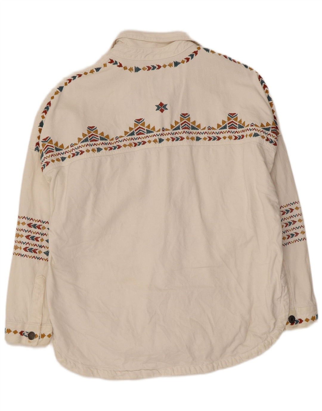 Zara Womens Oversized Shirt UK 10 Small White Geometric Cotton