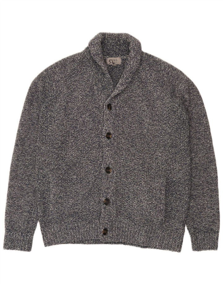 Marks & Spencer Mens Cardigan Sweater Medium Grey Flecked Acrylic