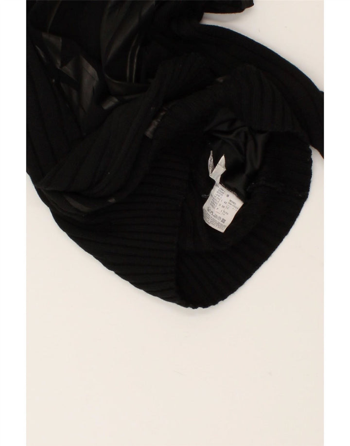 VINTAGE Womens Roll Neck Jumper Sweater UK 10 Small Black Virgin Wool