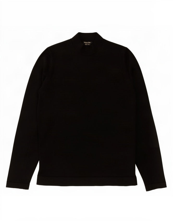 Massimo Dutti Mens Turtle Neck Jumper Sweater Medium Black Wool