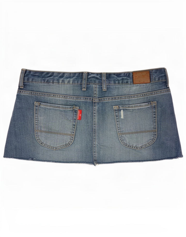 Superdry Womens Distressed Denim Mini Skirt Medium W34 Blue Cotton