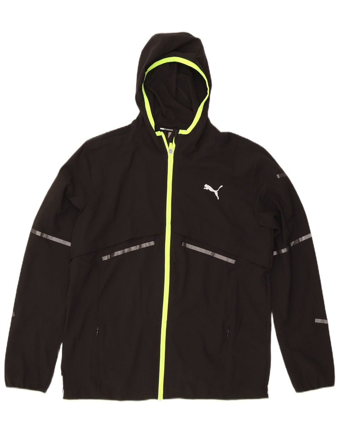 Puma Mens Hooded Rain Jacket UK 40 Large Black Nylon