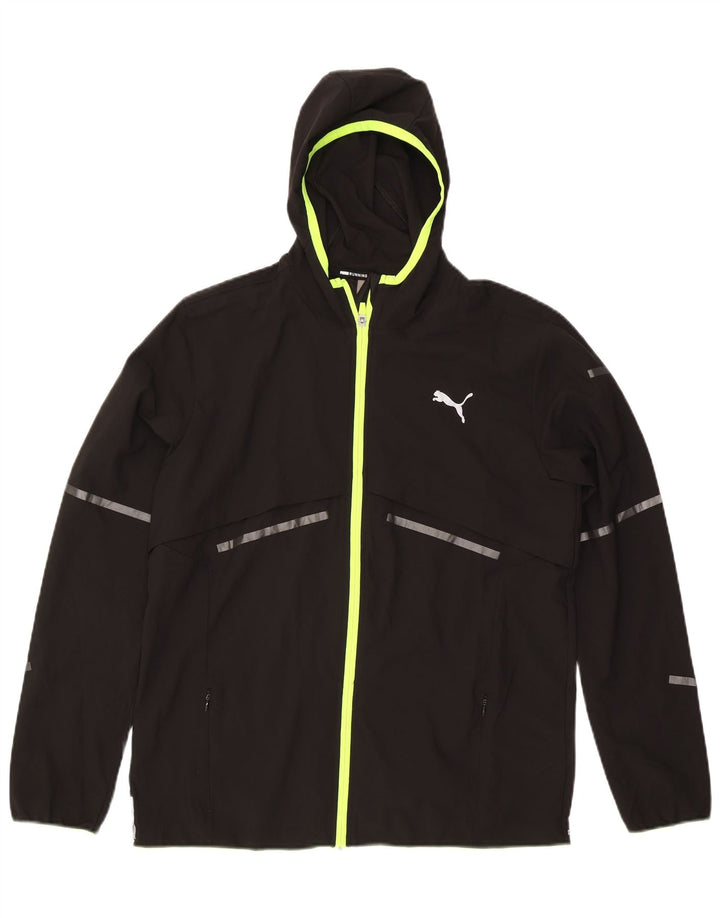 Puma Mens Hooded Rain Jacket UK 40 Large Black Nylon