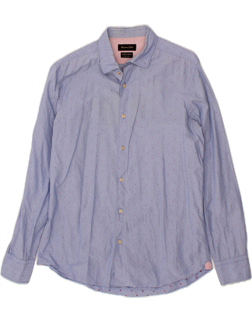MASSIMO DUTTI Mens Shirt Medium Blue Spotted Cotton Vintage Massimo Dutti and Second-Hand Massimo Dutti from Messina Hembry 
