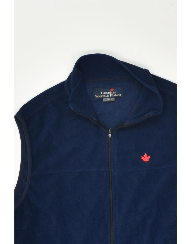 CANADIENS Womens Fleece Gilet UK 14 Medium Navy Blue Polyester | Vintage Canadiens | Thrift | Second-Hand Canadiens | Used Clothing | Messina Hembry 