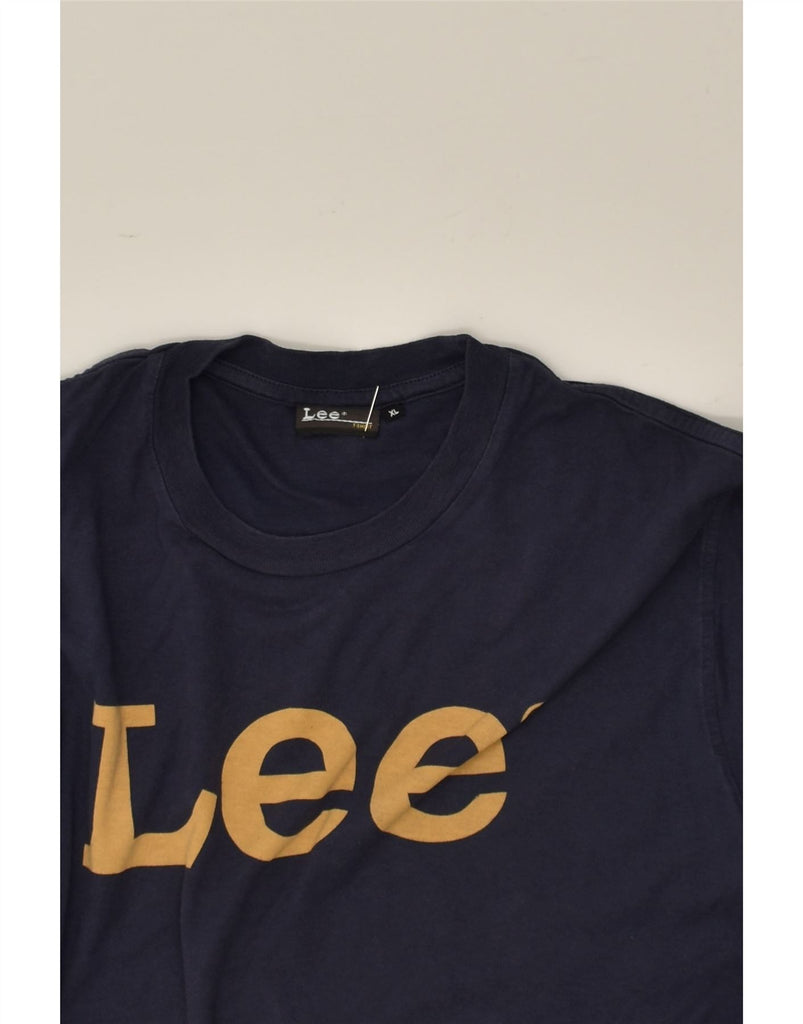 LEE Mens Graphic Top Long Sleeve XL Navy Blue Cotton | Vintage Lee | Thrift | Second-Hand Lee | Used Clothing | Messina Hembry 