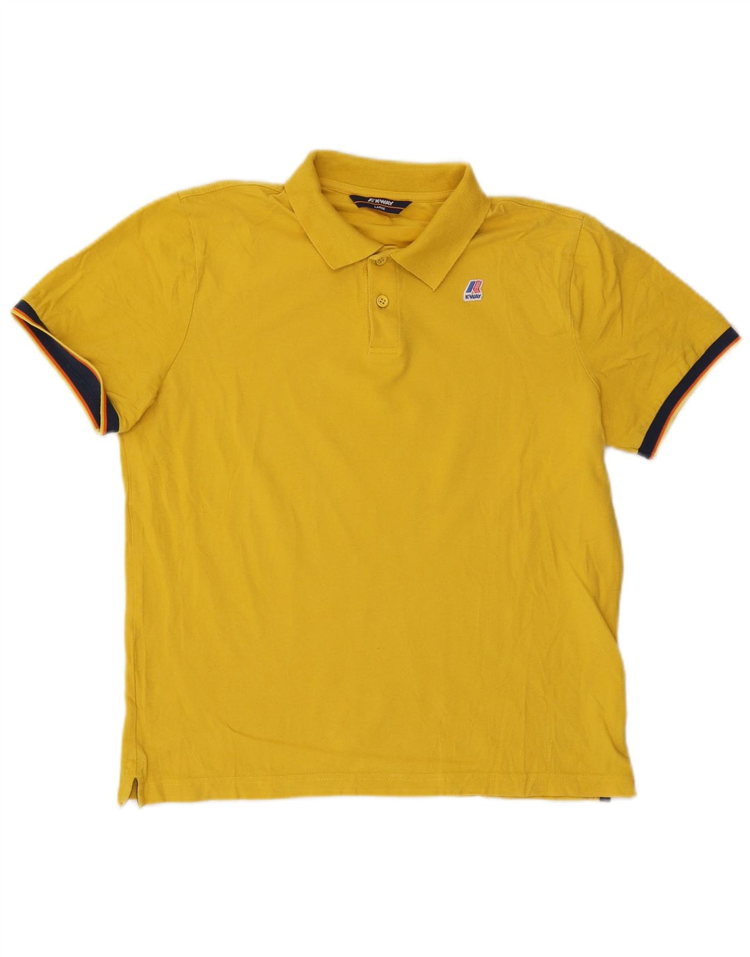 K-Way Mens Polo Shirt Large Yellow Colourblock Cotton