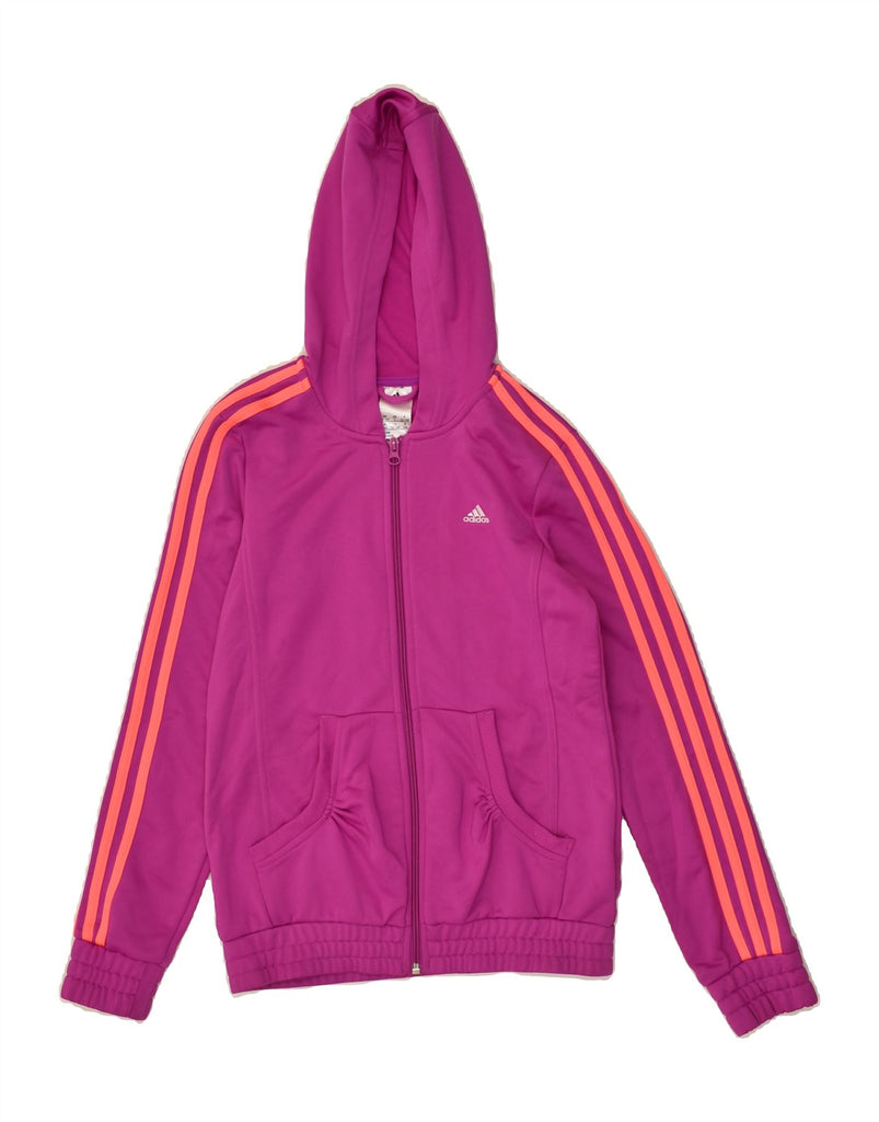 ADIDAS Girls Hooded Tracksuit Top Jacket 13-14 Years Pink Polyester | Vintage Adidas | Thrift | Second-Hand Adidas | Used Clothing | Messina Hembry 