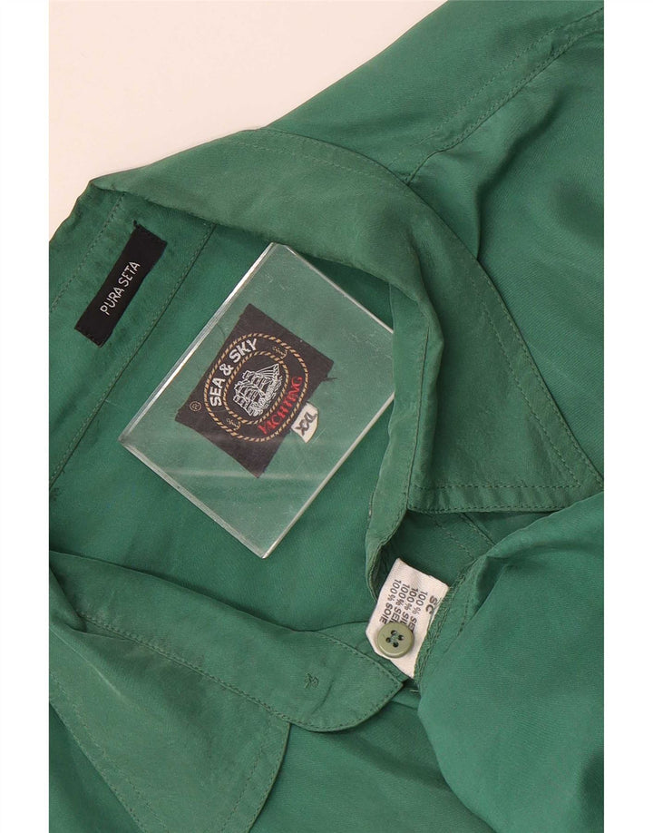 Sea & Sky Mens Shirt 2XL Green Silk
