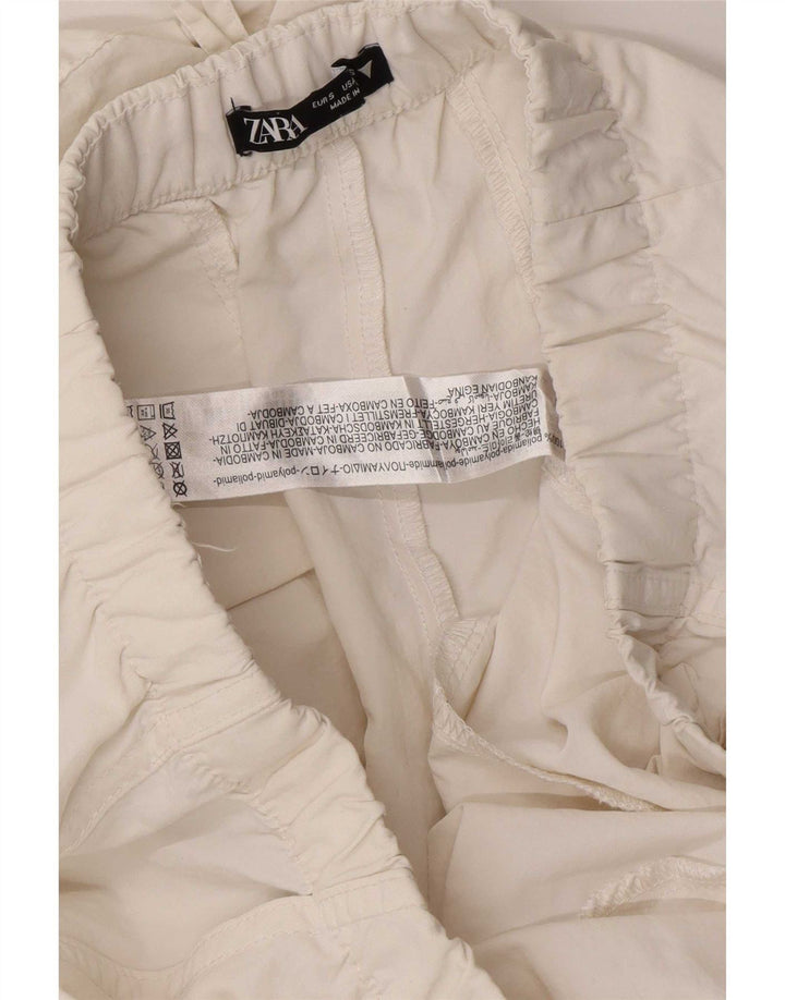 Zara Womens Joggers Cargo Trousers Small W28 L30 White Polyamide