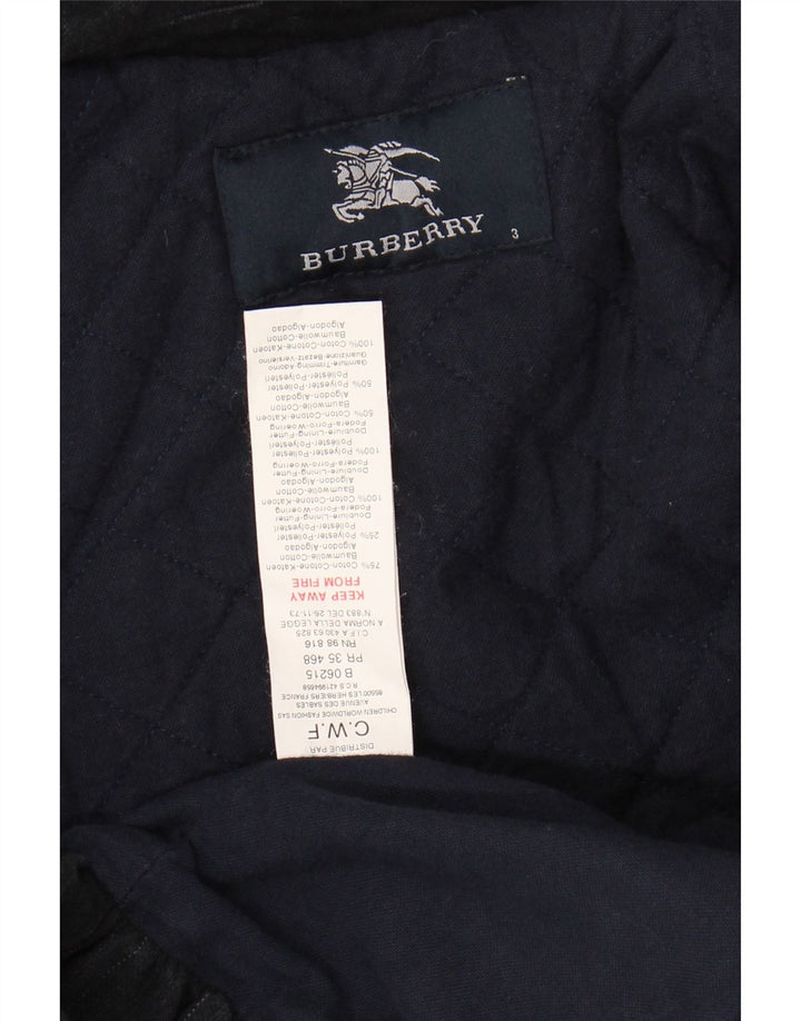 BURBERRY Girls Double Breasted Coat 2-3 Years Black Pinstripe Cotton